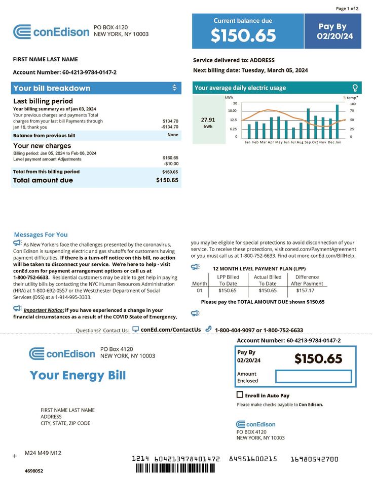 Utility bill example